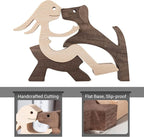 ISHINE Handmade Wooden Statue, Sitting Woman and Dog, Wood Decor Accents Craft Figurine for Bedroom Home Office Shelf Decor Gift Natural ECO Friendly