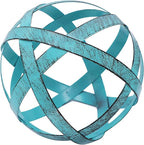 Kesywale Decorative Sphere Metal Band Ball Orbs Decorative Balls Home Decor Accents Tabletop Decorations for Living Room, Kitchen, Bedroom Centerpiece for Dining Room Coffee Table, Side Tables (Blue)