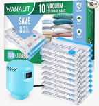 Vacuum Storage Bags with Electric Pump, 10 Pack Jumbo Size（40"x28"） Reusable Compression Space Saving Bag for Clothes, Bedding, Mattress, Blankets, Pillows, Comforters, Travel, White