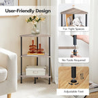 HOOBRO Corner Shelf Stand, Industrial 3-Tier Wall Corner Bookshelf with Metal Frame, Plant Display Shelf, Bookcase for Small Spaces, Living Room, Greige and Black BG30CJ01