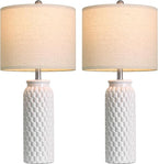 USumkky 27" Ceramic Table Lamps Set of 2 - Modern Farmhouse & Boho Style, Bedside Nightstand Lamps for Bedroom, Living Room End Table Lamps, Small Desk Lamp(White)