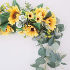17.7inch Artificial Sunflower Swag Wreath, Decorative Flower Swag Wedding Arch Decor Wall Hanging Floral Door Swag for Wall Porch Farmhouse(#1)