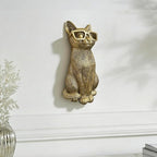 GUSFREUD Gold Animal Heads Sculptures Wall Art - Resin Faux Cat for Home Wall Decor, Cat Wall Hanging Decoration for Living Room, Bedroom & Kitchen, Unique Gift Idea