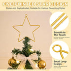 MECCANIXITY 4 Pcs Star Dream Catcher Rings, 4" Dream Catcher Metal Hoops Macrame Wreath Rings Pentagram Floral Hoops for DIY Craft Making Home Wedding Wall Hanging Decoration, Gold