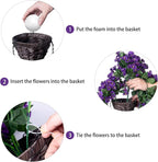 Artificial Fake Flowers Plants Hanging Baskets Outdoor Outside Spring Decor, Faux Silk Purple UV Resistant Look Real Morning Glory Home Patio Porch Balcony Decoration