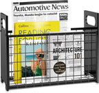 Magazine Rack, Magazine Holder for Desktop and Home Office, Magazine Basket Decorative Books Organizer Farmhouse File Storage Basket for Magazines, Books, Newspapers, Tablets, Black