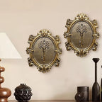 Vintage Key Wall Sculptures 2 Pack Antique Wall Decor Hallway Wall Art for Home Hand Painted Decoration with Embossed Key Design Vintage Decor for Living Room Bedroom Gallery Unique Gifts (Gold keys)