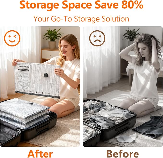 15 Pack Travel Vacuum Storage Bags with USB Electric Pump, Vacuum Seal Bags for Clothing - Space Saver for Clothes, Compression Travel Packing Bags for Luggage and Suitcase.