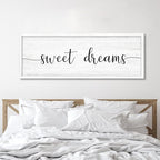 Sweet Dreams Wall Decor Above Bed 41.3''×15'' Large Farmhouse Wall Decor for Bedroom Guest Room Decor Framed Wood Wall Art Rustic Master Bedroom Wall Decoration (white frame)
