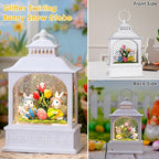 Easter Bunny Snow Globe, Easter Eggs Spring Snow Globe 6H Timer Glitter Lantern Easter Decorations (Bunny Eggs)