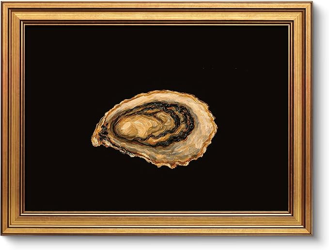 VIYYIEA Vintage Gold Framed Wall Art for Living Room, Oyster Canvas Prints Home Decor, Oil Painting Picture, Bedroom Wall Decor Gifts for Friends or Family -【Oyster】-(16L x 12W)