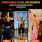 Pull Up Assistance Bands - Adjustable Heavy Duty Resistance Band for Pull Up Bar with 4 Assist Bands, Dual Footrests, Resistance Bands for Ｗorking Out, Strength Training, Home Gym