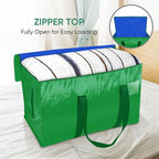 BALEINE 6-Pack Oversized Moving Bags with Reinforced Handles, Heavy-Duty Storage Tote for Clothes, Moving Supplies (Light Green, 6-Pack)