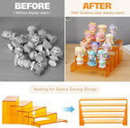 Goabroa Display Risers, 2 Sets 5 Tier Rectangular Risers Display Stands, Display Shelves for Figures, Cupcake, Perfume Display, Transparent Orange