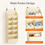 Lifewit 6 Tier Over the Door Shoe Organizer with 11 Large Deep Pockets, Fabric Hanging Shoes Shelf for Closet, Dorm Storage, Fit Up to 12 Pair Shoe Rack Holder for Sneakers, Boots, Beige