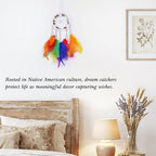 Pretty Jolly Crystal Stone Small Dream Catchers Rainbow Feathers Mini Dreamcatchers with Beads for Cars Rear View Mirror Hanging Decoration Good Luck Travel Charm Bedroom Ornaments for Women Girls