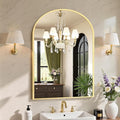 Sweetcrispy 38"x30" Arched Gold Bathroom Mirrors for Wall, Bathroom Mirrors for Over Sink, Metal Framed with HD Shatter-Proof Glass for Entryway, Living Room, Bedroom, Home Decor