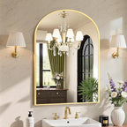 Sweetcrispy 38"x30" Arched Gold Bathroom Mirrors for Wall, Bathroom Mirrors for Over Sink, Metal Framed with HD Shatter-Proof Glass for Entryway, Living Room, Bedroom, Home Decor