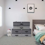 Omygarden Under Bed Storage Bins with Lids, Closet Organizers, Foldable Under-bed Storage Baskets for Sheets, Clothes, Quilts, Sweaters, Wrapping Paper, 35x16.5x7inch, Black Gray, 2PCS