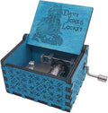 Davy Jones Locket Music Box Hand Crank Musical Box Carved Wooden,Play Davy Jone's Theme,Blue