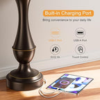 Seealle Upgraded Touch Lamps for Night Stands Set of 2 - Bedside Lamps with USB C+A, 3 Way Dimmable for Bedroom Living Room End Tables Office (Tall Oat&Brown)