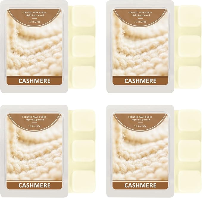 SCENTORINI Wax Melts, Cashmere Scent Wax Cubes 4 Pack, Summer Scent Soy Wax for Wax Warmer, Candle Making, Christmas Decoration and Home Fragrance
