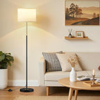Ambimall 60'' Modern Floor Lamp with Shade, Tall Lamps for Living Room, Bedroom, Office, Dining Room, Gold & Black Lamp Pole(Without Bulb)