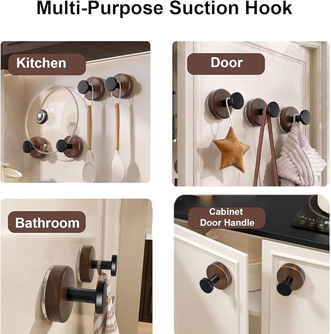 Wreath Hanger for Front Door, 6Pack Suction Cup Hooks for Glass Window/Over Door/Outdoor, Christmas/Thanksgiving/Halloween/July 4th/Easter/Valentine/Fall/Summer/Spring (6 Pack)