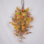 20 Inch Fall Harvest Swag, Artificial Fall Maple Swag Autumn Thanksgiving Day Halloween Decorative Teardrop, Halloween Wall Door Decor Sunflower Berry Fake Wreath (#2)