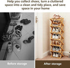 Simcat Bamboo Shoe Rack, Portable Folding Shoe Storage Rack,No Installation Free Standing Shoe Rack for Entryway, Closet, Dorm/Small Spaces (7 Tier)