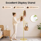 Freestanding Scarf Display Rack, Metal Spiral Scarf Holder with 30 Rods, Hijab Stand Belt Pants Hanger Organizer for Locker Room, Home, Office, Commercial Shopping Mall, Clothing Store (17X67in Gold)