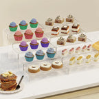 Anglelife Large Acrylic Risers, 8 Pcs 2 Set (7”L~8”L~9”L) Rectangular Stands Shelf Clear for Decor, Clear Display Risers Cake Shelves Retail Shoe Showcase