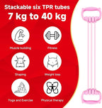 6 Gear Adjustable Resistance Bands, Fitness Resistance Bands Exercise Bands with Comfort Grips, Unisex, for Arms, Chest Extender, Home Workout, Fitness, Pilates