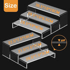 MerryNine Acrylic Risers 6 Pcs, Clear Risers Display Stand, Plastic Display Risers, Transparent Pop stand for Cupcakes, Figures, cosmetics, Collectibles Display, Rectangle-Large & Medium