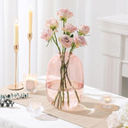 Pink Glass Vase, 10 Inches Large Glass Vase for Flowers, Tall Glass Vases for Modern Decor, Floor Vases for Living Room, Dining Table, Mantle, Shelf, Wedding, Office, Entryway, Centerpiece