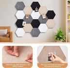 Mindsoft 16 Pcs Hexagon Cork Board for Walls with 50 Wooden Push Pins 12x10 in Felt DIY Tiles Notice with Nano Tape Hanging Bulletin Board for Home Photo Office Memo Note(Classic)