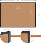 2-Pack Cork Board Bulletin Board 24 x 18, Black Aluminium Framed Corkboard, Office Board for Wall Cork, Large Wall Mounted Notice Pin Board with 32 Push Pins for School, Home & Office