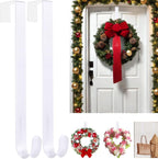 12" Metal Wreath Hanger for Front Door, Non-Scratch, 2 Pack White Wreath Hanger Heavy Duty, Over-the-Door Hooks for Hanging Welcome Sign, Wreath Holder for Easter, Halloween, Christmas Decorations