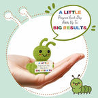 Mini Positive Progress Caterpillar – Motivational Crochet Doll for Kids Teens Adults, Small Encouragement Gifts for Students, Back to School Study Desk Decor, Uplifting Plush Reminder
