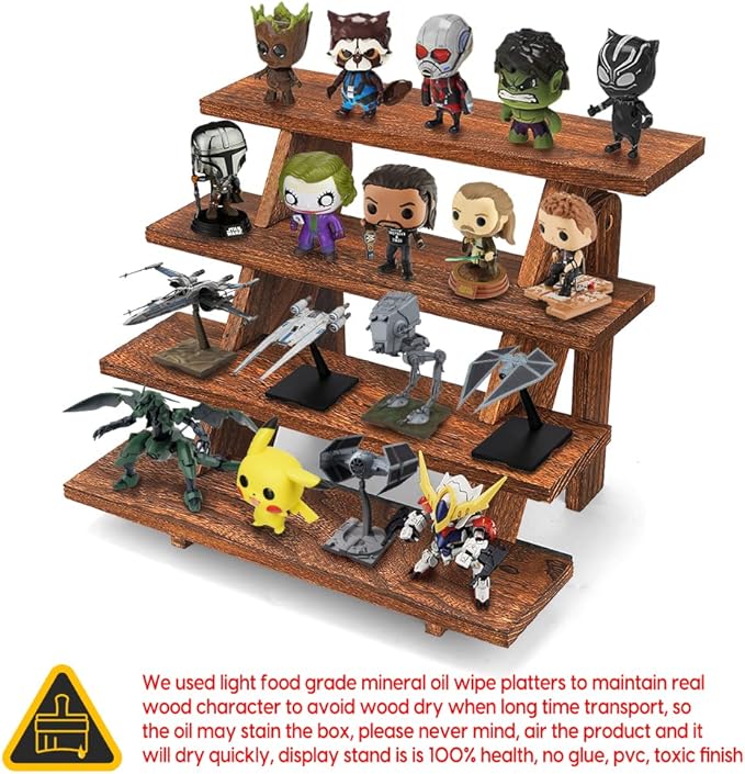 Manspdier Wooden Display Stand Wood Cupcake Stands Tool Free, Rustic Risers for Display Ideal Craft Funko Pop Shelves Table Display Stand for Vendors Wood Riser