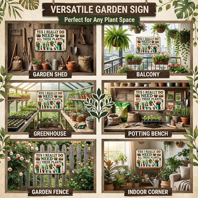 Bestylez Garden Gifts I Really Need All These Plants Vintage Gardening Signs for Home Garden Greenhouse Living Room Bedroom Yard Outdoor Decor 8X12 Inch (3362)