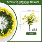 INQCMY Artificial Fake Plants Flowers for Outdoor Spring Decoration,12 Bundles Faux Silk Morning Glory Flowers for Outside UV Resistant Realistic Fake Plants for Planter Porch Patio Balcony Yard Decor