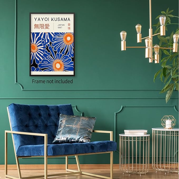 Yayoi Kusama Print Vintage Japanese Wall Art Abstract Yayoi Kusama Poster Minimalist Painting Art Exhibition Suitable for Japanese Bedroom,Living Room Office Decor 24x36in Unframed