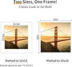 20x20 Picture Frame 3 Pack - White Poster Frame Display Pictures 16x16 with Mat or 20 x 20 Without Mat for Wall Hanging Horizontal and Vertical