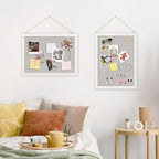 DOLLAR BOSS Cork Boards with Linen 2-Pack 16''X 12'' Cork Board for Walls White Wood Framed Small Bulletin Board Hanging Pin Board for Home Kitchen Office Decoration 20 Pushpin, Grey