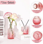 36Pcs Valentine's Day Bud Vases Set Small Vintage Glass Bottles Pink Bud Vases in Bulk Multiple Shape Cute Glass Vases for Rustic Wedding Centerpieces Table Decorations and Home Decor(Pink)