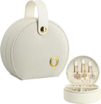 COLLECTIVE HOME - Travel Jewelry Case, Elegant Half-Moon Design with Gold Monogram, Detachable Handle, Personalized Accessory Organizer, Gift for Fashion-Forward Women and Teens (o)