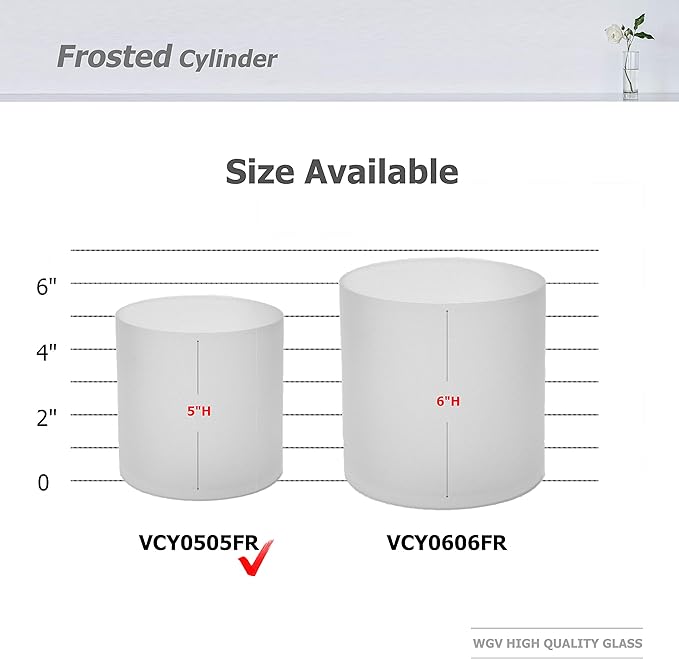 WGV Cylinder Vase, Diameter 5", Height 5", Frosted Glass Floral Planter Container, Floating Candle Holder for Wedding Party Event Home Office Decor, 1 Piece