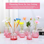 Brajttt Bud Vase Set of 25, Pink Glass Vases for Mini Flowers, Cute Vintage Set for Wedding, Home, Centerpieces