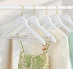 TOPIA HANGER Wooden Hangers 30 Pack, White Wood Coat Hanger with 360° Swivel Gold Hook, Non Slip Pants Bar and Shoulder Notches for Camisole, Jacket, Pants, Smooth Finish Clothes Hangers -CT34WG30